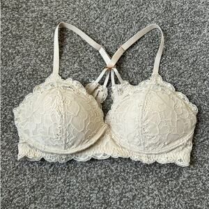 Aerie Beige Lace Bralette - 34D